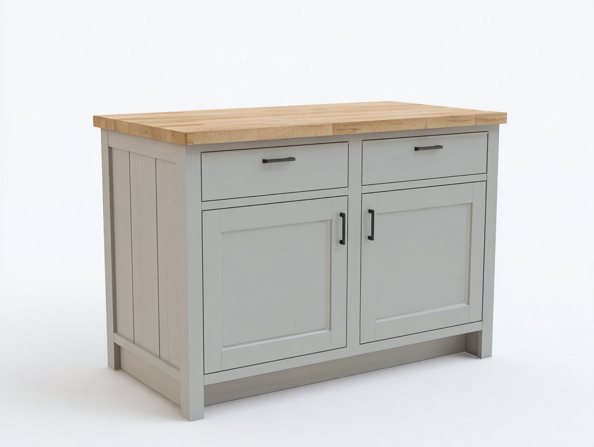 Aparador 120 x 45 x 90 cm - gris y madera natural - 2 puertas y 2 cajones para almacenamiento