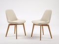 Sillas de comedor de madera y cuero 50x55x84 cm - beige-marrón claro - juego de 2 de estilo moderno