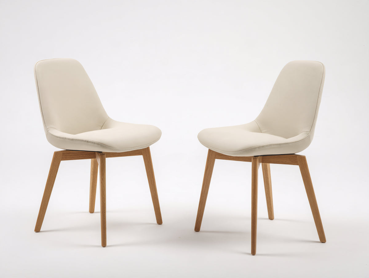 Sillas de comedor de madera y cuero 50x55x84 cm - beige-marrón claro - juego de 2 de estilo moderno