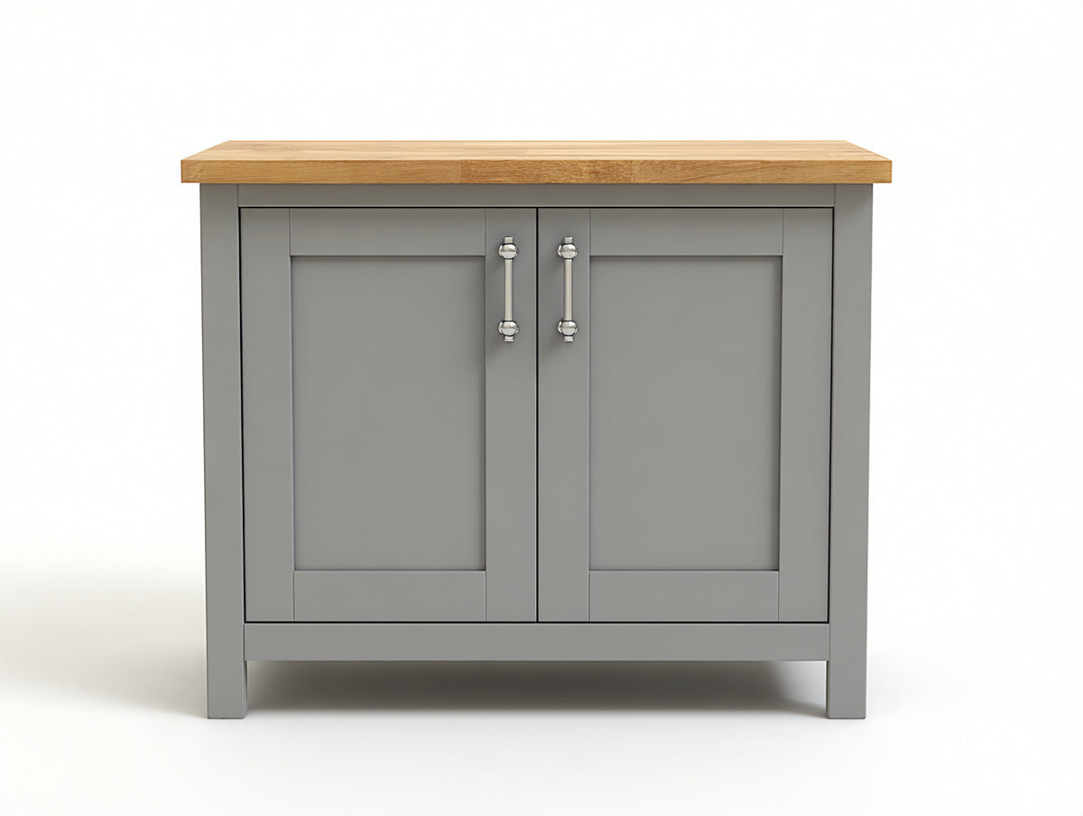 Aparador 100x40x85 cm - gris y madera natural - 2 puertas con almacenamiento cerrado para salón y comedor