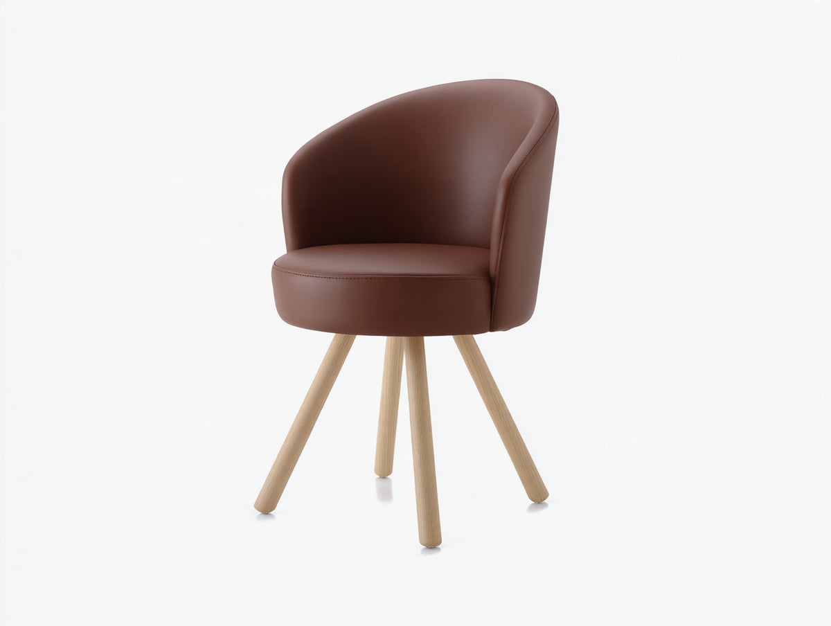 Silla de comedor tapizada 58x60x83 cm - marrón y madera natural - respaldo envolvente con diseño moderno para comedor