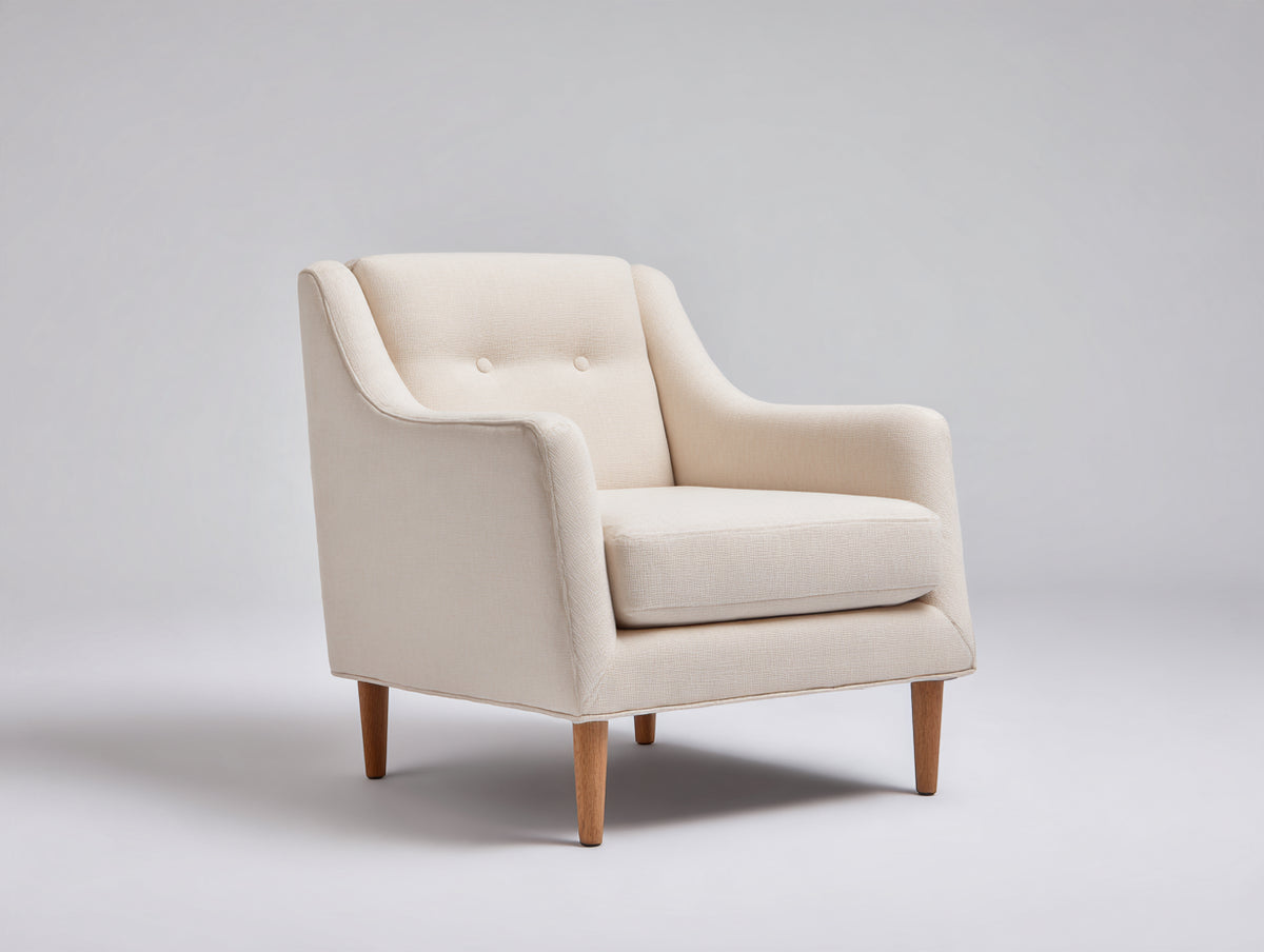 Sillón tapizado de tela 82x78x86 cm - Beige-Marrón claro - Con reposabrazos y diseño moderno