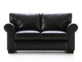 Sofá de 2 plazas 165 x 90 x 88 cm - tapizado negro y patas de madera oscura - diseño clásico con reposabrazos redondeados