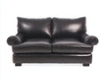 Sofá de 2 plazas de cuero 165x90x90 cm - marrón oscuro - diseño clásico con reposabrazos redondeados