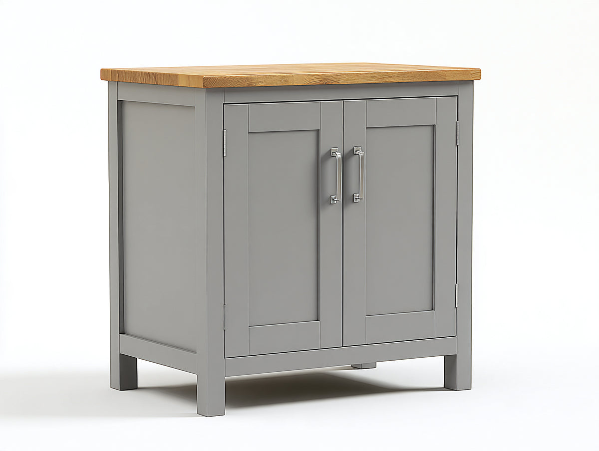 Aparador de madera 90x45x95 cm - gris-marrón claro - almacenamiento con 2 puertas de estilo moderno