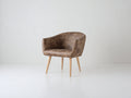 Silla de comedor de madera y cuero 62x60x80 cm - marrón-marrón claro - diseño envolvente con reposabrazos de estilo moderno