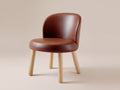 Silla de comedor de madera y cuero 52x55x79 cm - marrón rojizo-marrón claro - diseño moderno con respaldo curvado