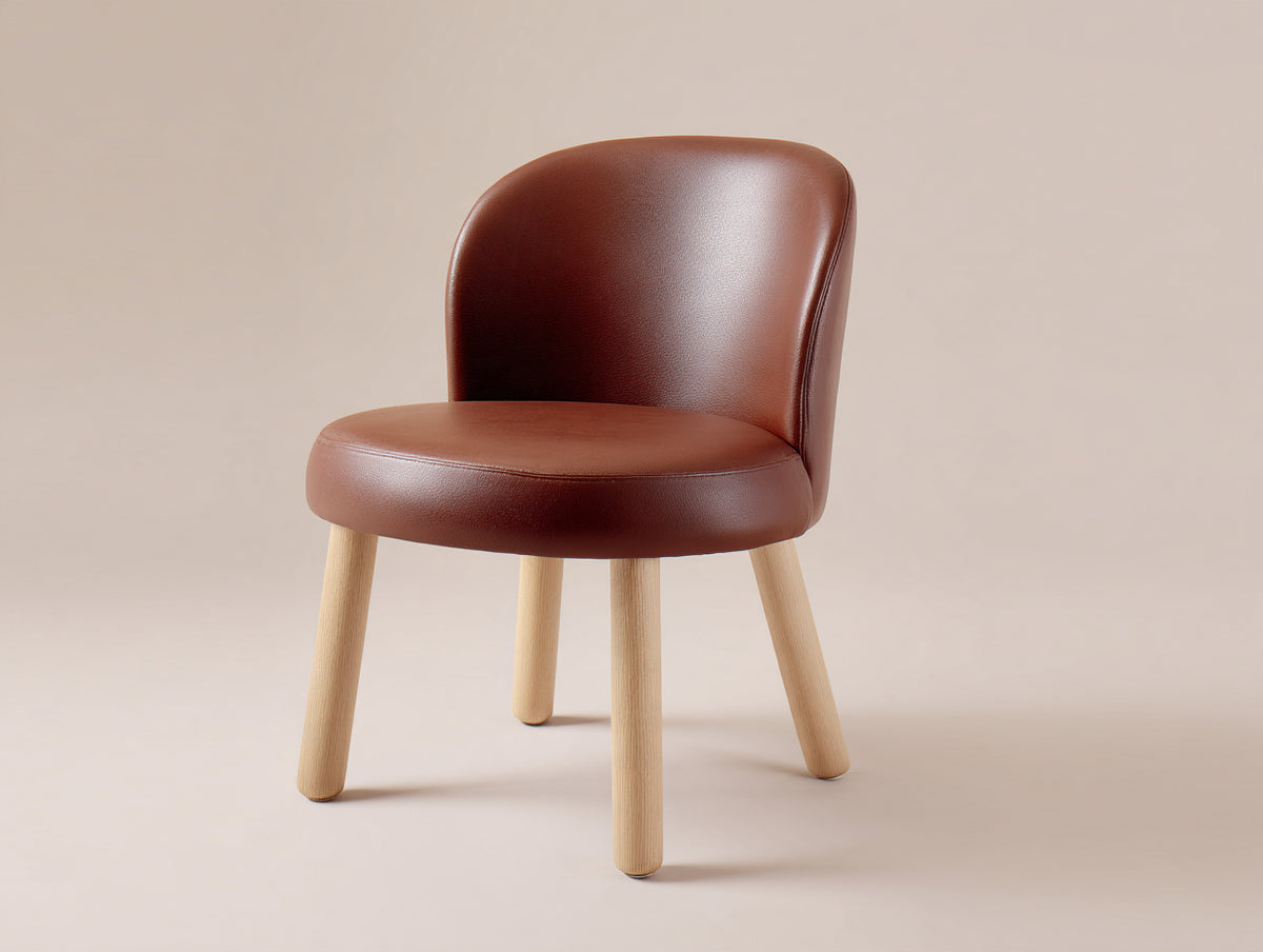 Silla de comedor de madera y cuero 52x55x79 cm - marrón rojizo-marrón claro - diseño moderno con respaldo curvado