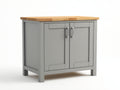 Aparador de madera 90x40x85 cm - Gris y madera natural - 2 puertas y diseño rústico