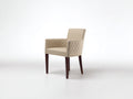 Silla de comedor tapizada 60x58x88 cm - Beige-Marrón oscuro - Con reposabrazos y diseño acolchado