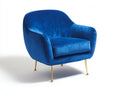 Sillón de terciopelo 80x76x82 cm - azul-dorado - diseño envolvente de estilo moderno