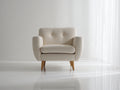 Sillón 82 x 80 x 84 cm - tapizado beige y patas de madera natural - diseño moderno con reposabrazos y asiento acolchado
