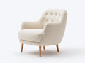 Sillón de tejido bouclé 82x80x90 cm - crema-marrón claro - diseño envolvente de estilo moderno