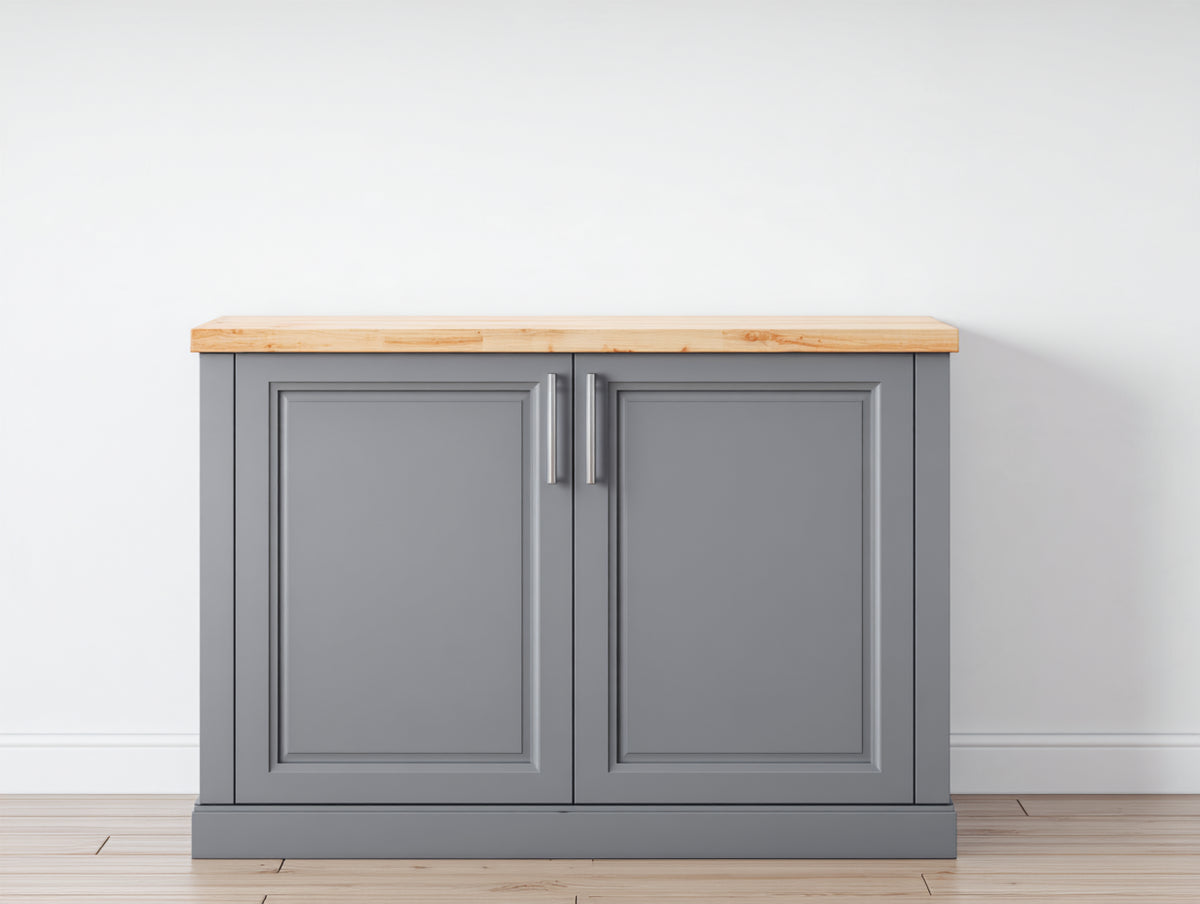 Aparador de madera 120x40x90 cm - Gris-Marrón claro - 2 puertas y diseño clásico