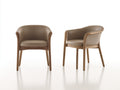 Sillas de comedor de madera y cuero 58x56x78 cm - marrón claro-beige - juego de 2 con reposabrazos de estilo moderno