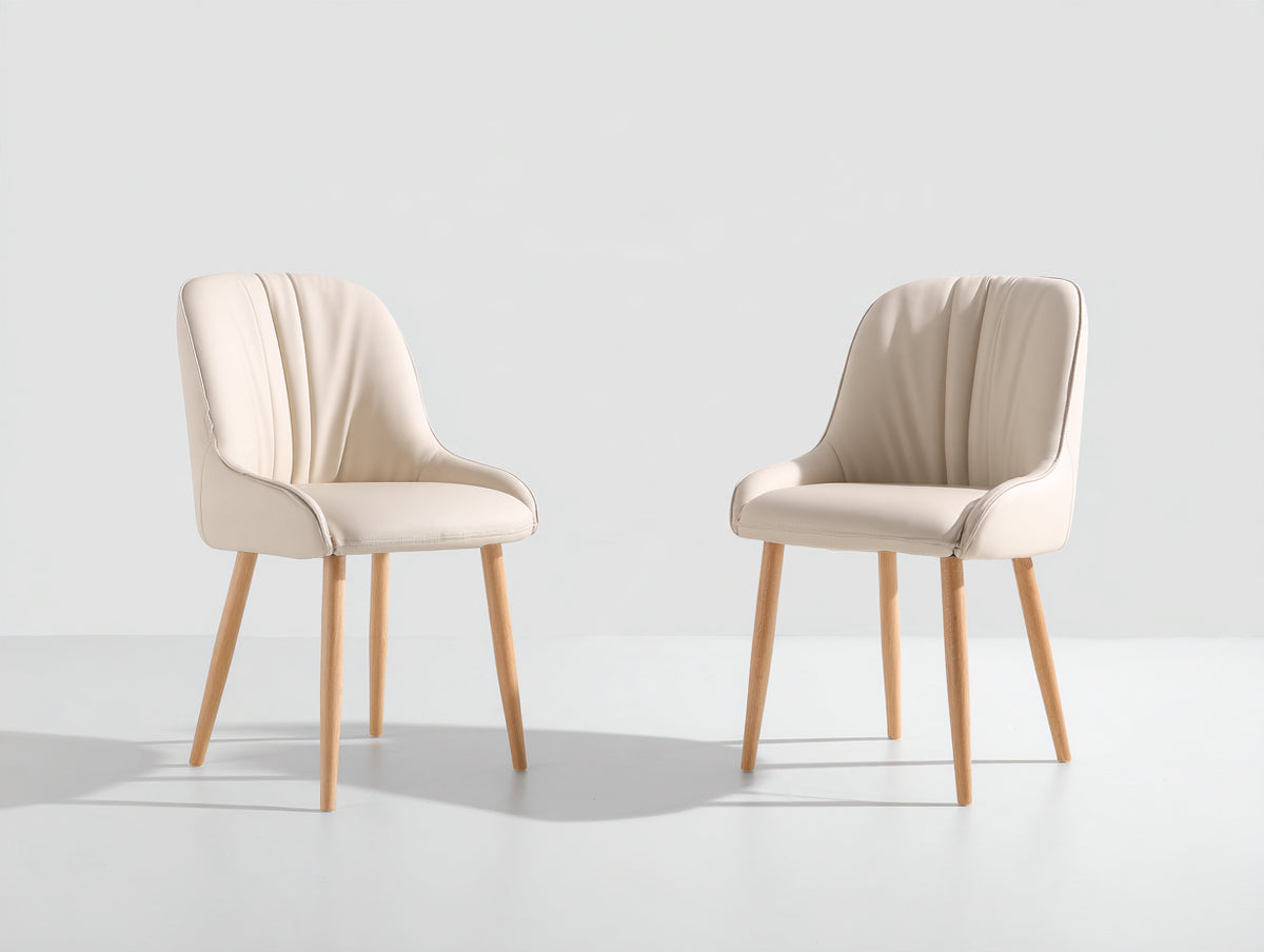 Sillas de comedor tapizadas 58x58x84 cm - Beige-Marrón claro - Juego de 2 con diseño moderno