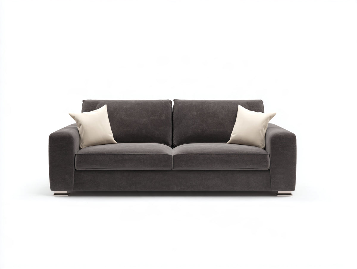 Sofá de 2 plazas tapizado 180x90x82 cm - gris oscuro - brazos rectos y diseño moderno para salón