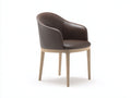 Silla de comedor tapizada 57x58x82 cm - marrón oscuro y madera natural - respaldo envolvente con reposabrazos para comedor