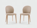 Sillas de comedor 50 x 55 x 85 cm - tapizado beige y patas de madera natural - juego de 2 con respaldo curvo