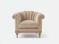 Sillón tapizado 94x86x88 cm - Beige-Marrón claro - Respaldo acanalado y diseño clásico