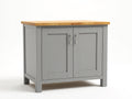 Aparador 100 x 40 x 85 cm - gris y madera natural - 2 puertas para almacenamiento