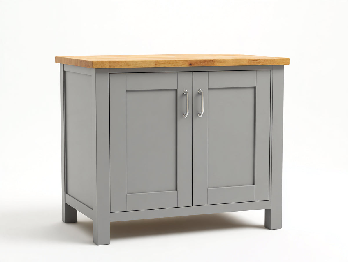 Aparador 100 x 40 x 85 cm - gris y madera natural - 2 puertas para almacenamiento